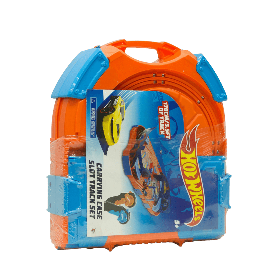Hot Wheels: Carrying Case Deluxe Slot Track Set Two 1:64 Cars, and 5.5 Feet of Track - LOW&BEHOLD