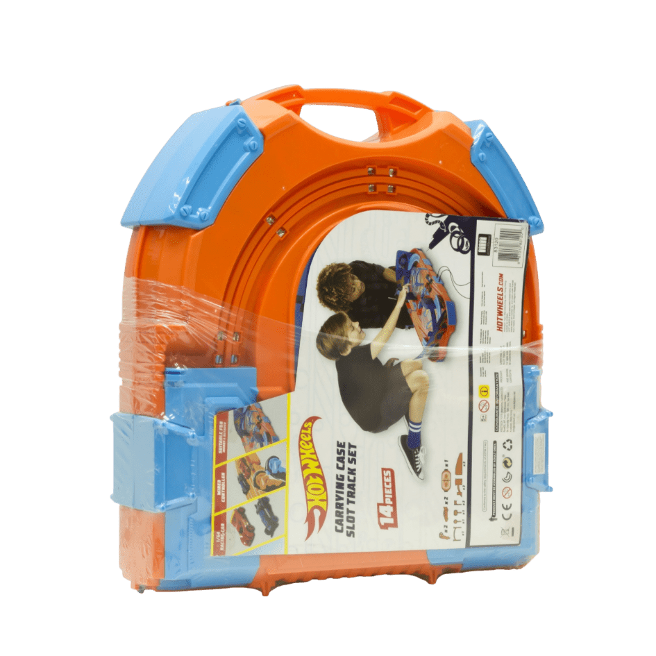 Hot Wheels: Carrying Case Deluxe Slot Track Set Two 1:64 Cars, and 5.5 Feet of Track - LOW&BEHOLD