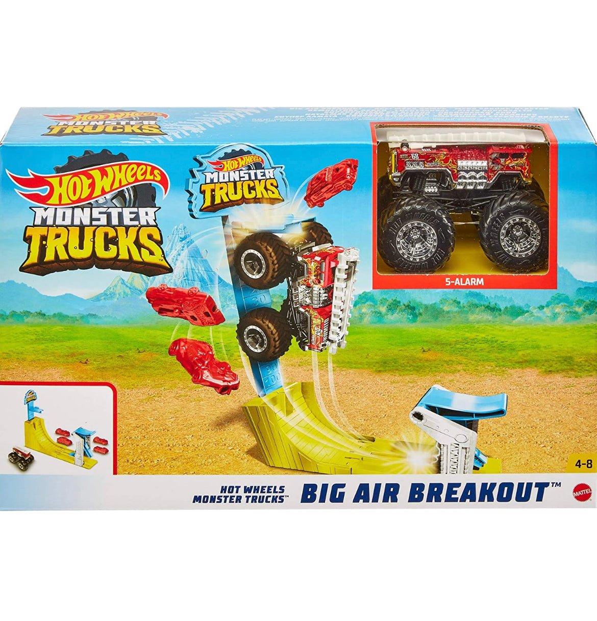 Hot Wheels Monster Trucks Big Air Breakout Play Set With 5 Alarm - LOW&BEHOLD