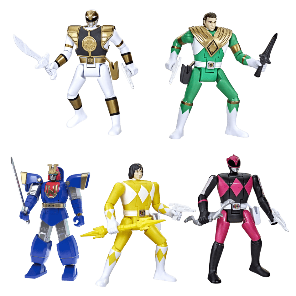 Mighty Morphin Power Rangers: Retro-Morphin Toy Action Figures Set of 5 - LOW&BEHOLD