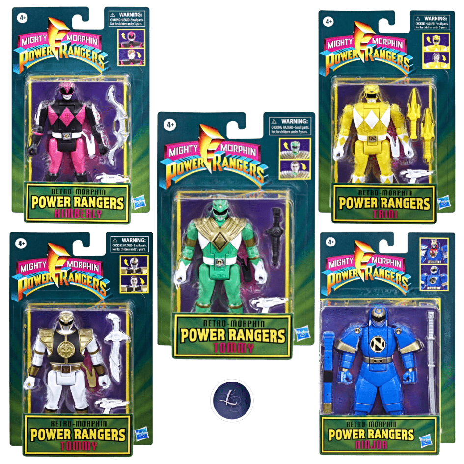 Mighty Morphin Power Rangers: Retro-Morphin Toy Action Figures Set of 5 - LOW&BEHOLD