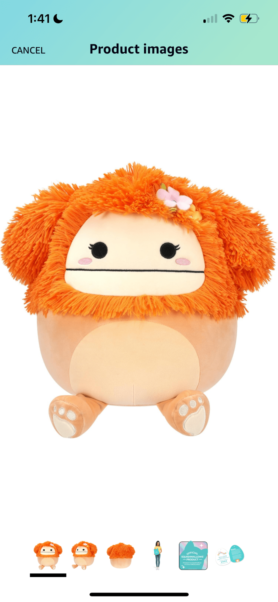 Squishmallows 12” Shasta Peach Bigfoot with Tropical Flower Official Kellytoy - LOW&BEHOLD