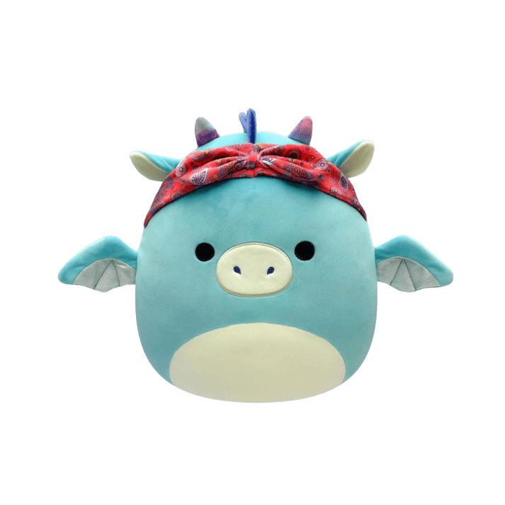 Squishmallows 14” Tatiana Teal Dragon with Red Bandana Official Kellytoy - LOW&BEHOLD