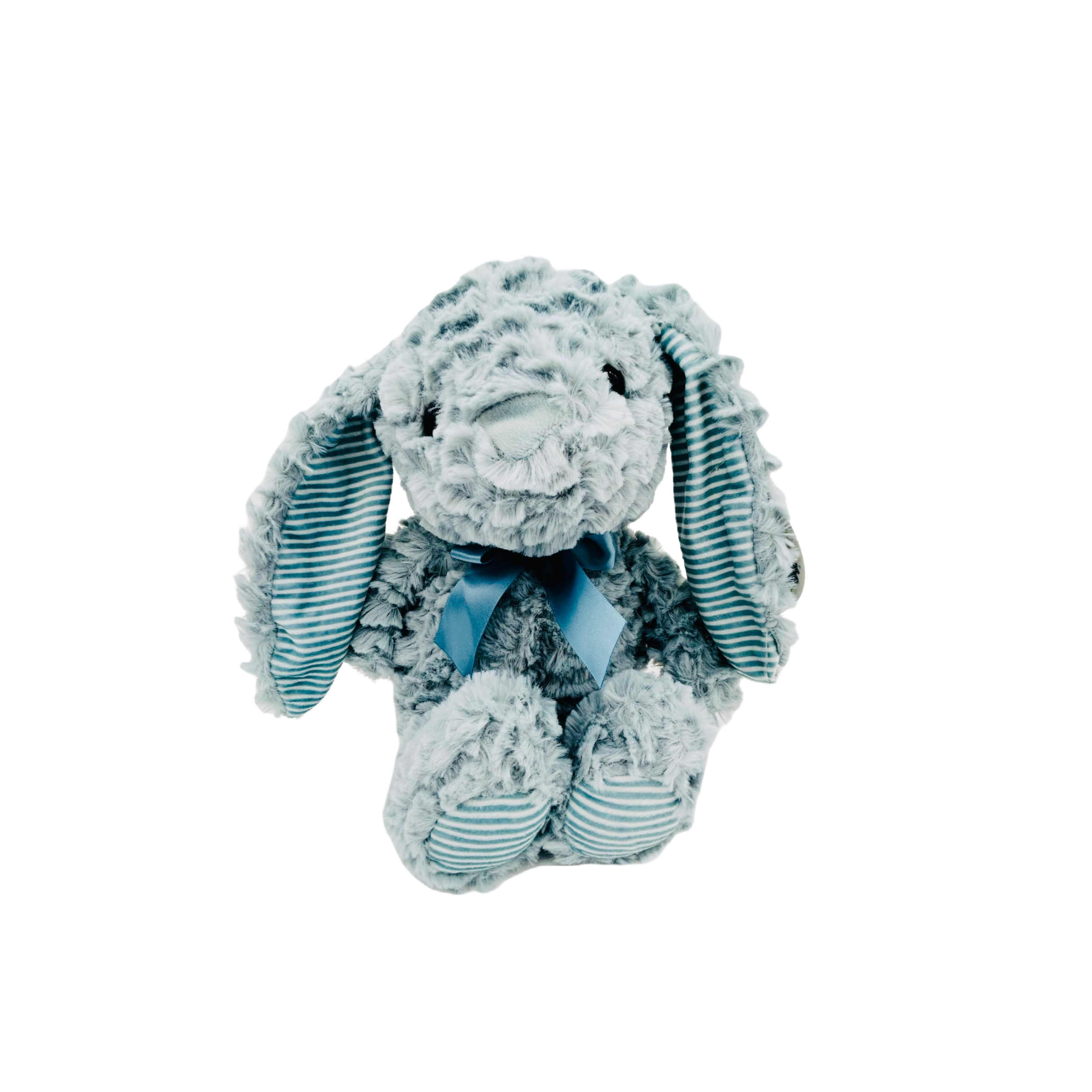 12” Textured Plush Bunnies With Striped Ears