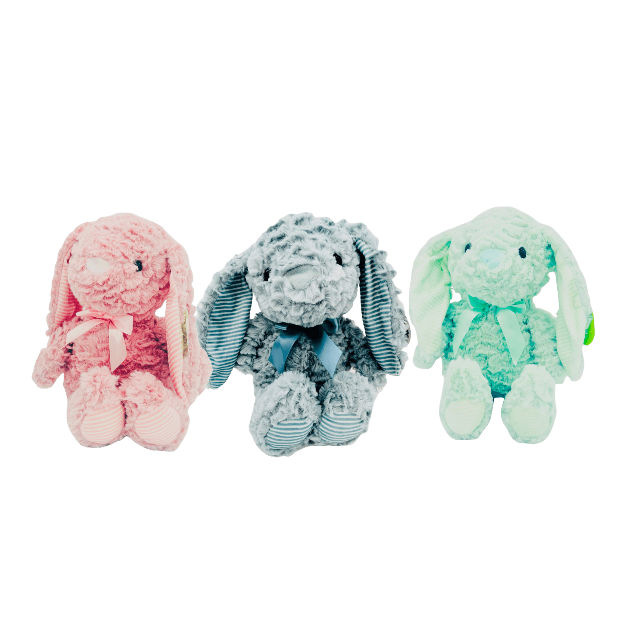 12” Textured Plush Bunnies With Striped Ears - LOW&BEHOLD