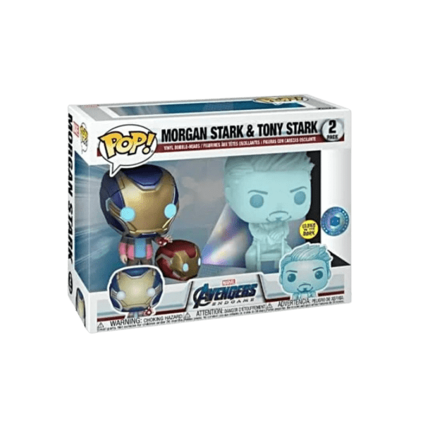 Funko POP! Marvel Avengers Engdame: Morgan Stark and Tony Stark Hologram Glow-In-The-Dark Special Edition Vinyl 2-Pack. - LOW&BEHOLD