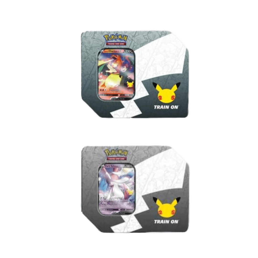 Pokemon TCG: Celebrations Tin [Dark Sylveon V] & [Lance's Charizard V] - LOW&BEHOLD