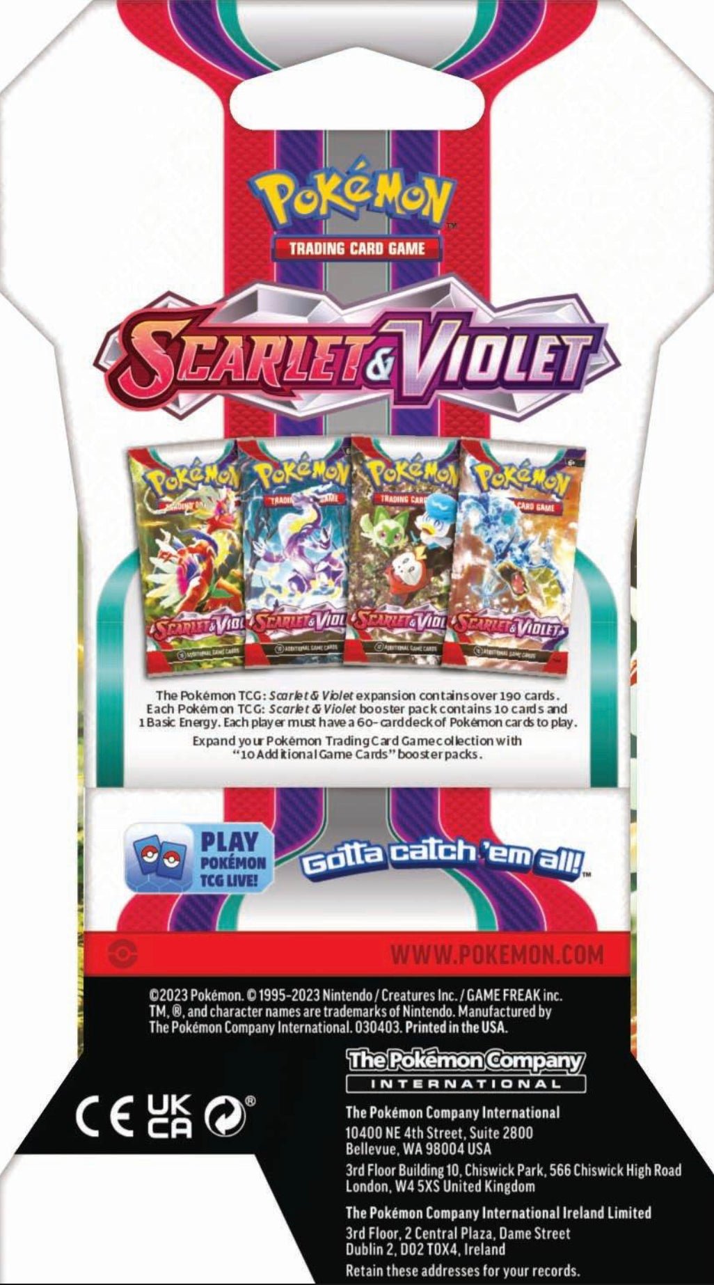 Pokemon Trading Card Game: Scarlet and Violet Sleeved Booster Pack (styles may vary) - LOW&BEHOLD