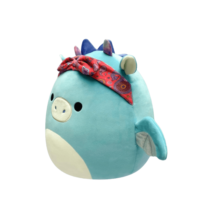 Squishmallows 14” Tatiana Teal Dragon with Red Bandana Official Kellytoy - LOW&BEHOLD